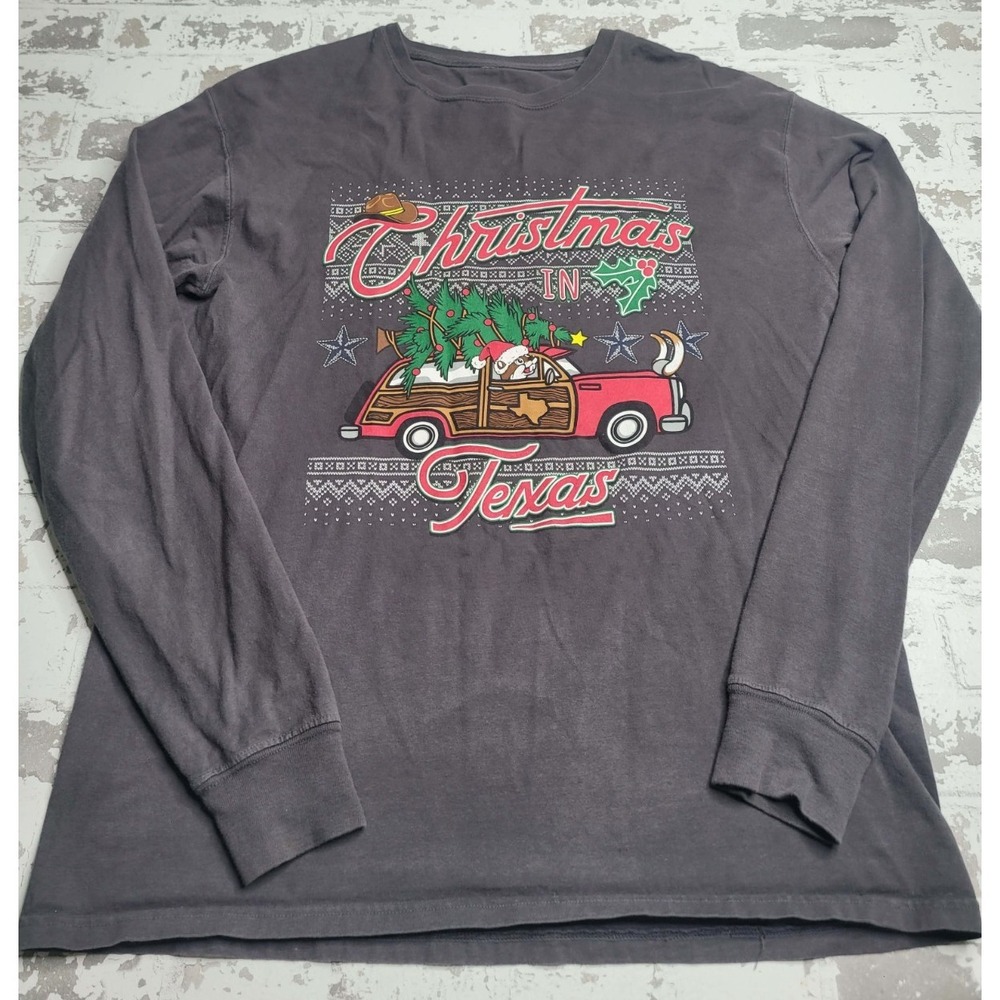 Bucee's Christmas In Texas Gray‎ Long Sleeve T-Shirt Adult Medium